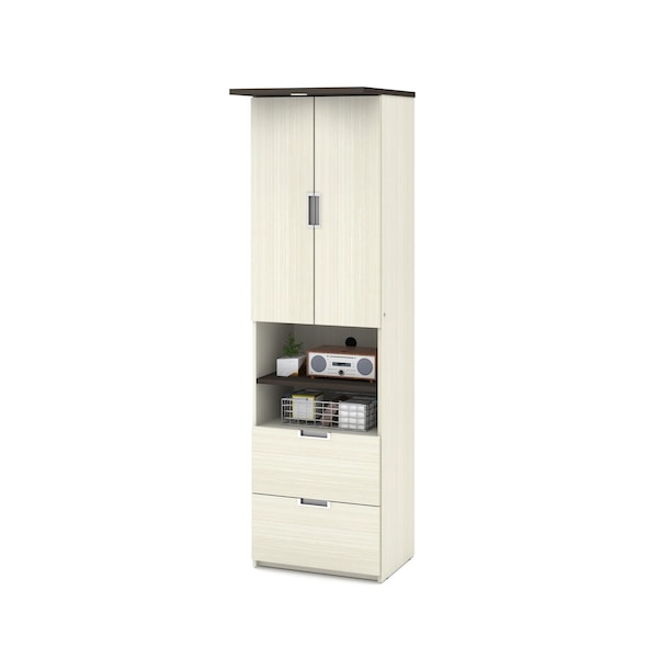 Lumina 24W Storage Unit with 2 Drawers, White Chocolate